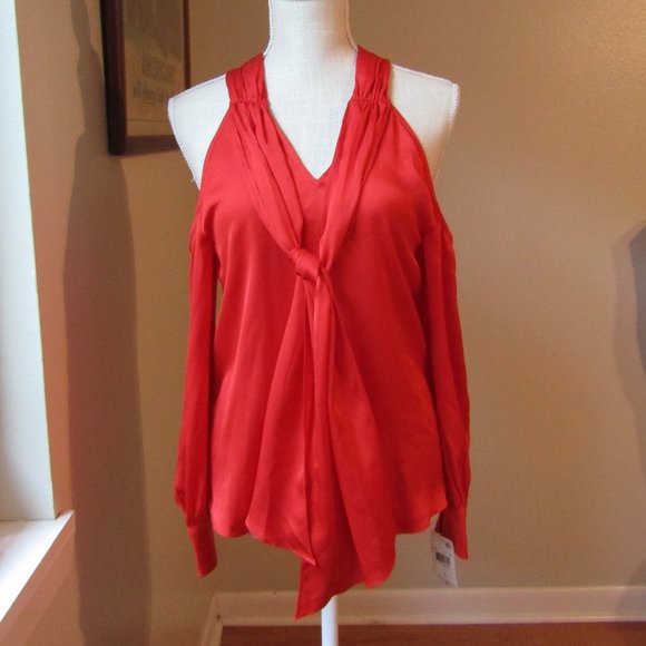 Trina Turk Red Silk Blouse - Picture 2 of 10